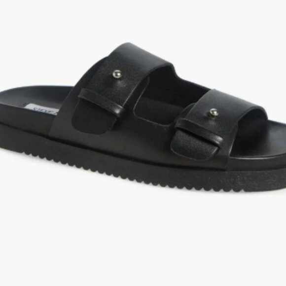 New Steve Madden Mariel black leather slide sandals 7m - Picture 4 of 5